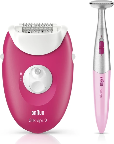 Braun Silk-épil 3 3420 Epilatör Ahududu Pembe - 2 Ek Parçalı Kablolu Epilatör / Epilasyon