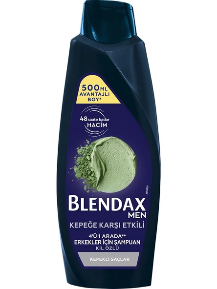 Blendax Men Kepeğe Karşı Etkili 4 ü 1  Arada Erkekler İçin Şampuan Kil Özlü 500 ml