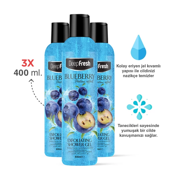 Deep Fresh Arındırıcı Duş Jeli Yaban Mersini 3 x 400 ml - 2