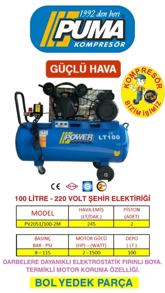 POWER 100 lt Hava Kompresörü