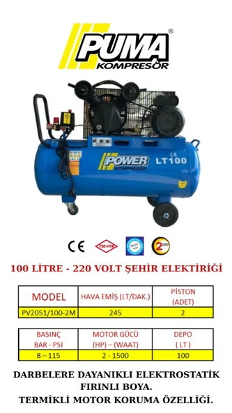 POWER 100 lt Hava Kompresörü