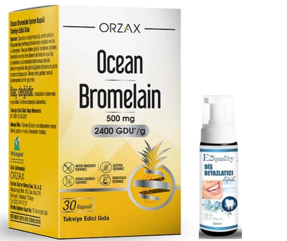 Orzax Ocean Bromelain 30 Kapsül  - Diş Beyazlatıcı Köpük Hediye