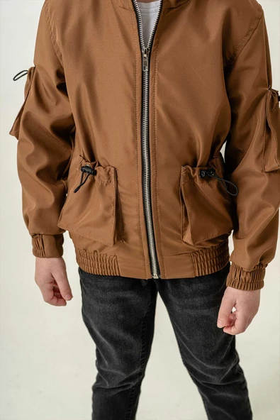 Çift Cepli Kapüşonlu Astarlı Su Geçirmez Erkek Çocuk Ceket - 3