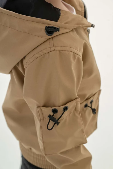 Çift Cepli Kapüşonlu Astarlı Su Geçirmez Erkek Çocuk Ceket - 10