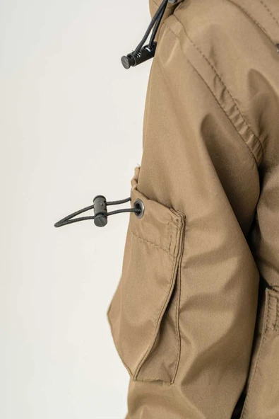 Çift Cepli Kapüşonlu Astarlı Su Geçirmez Erkek Çocuk Ceket ürün görseli 1