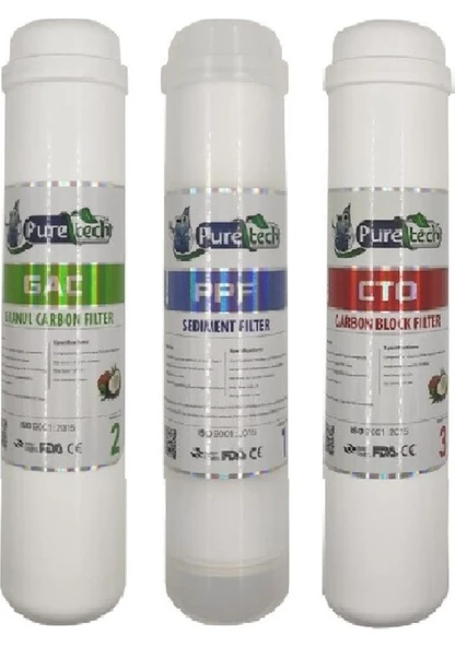 Puretech Yakut Su Arıtma Cihazı 3'lü Filtre Seti
