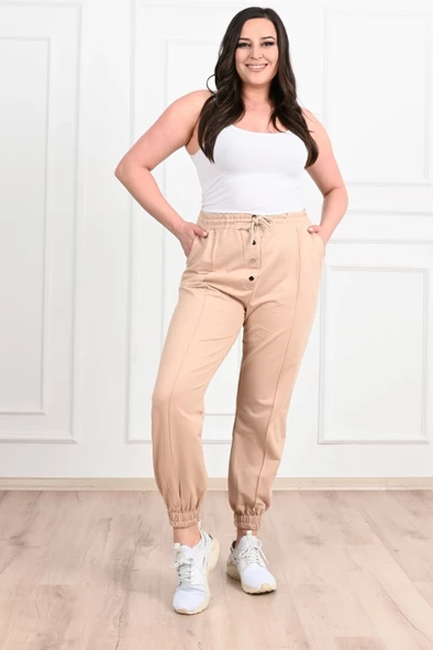 Kadın Düğmeli Büyük Beden Eşofman Altı 6055-22 - 12