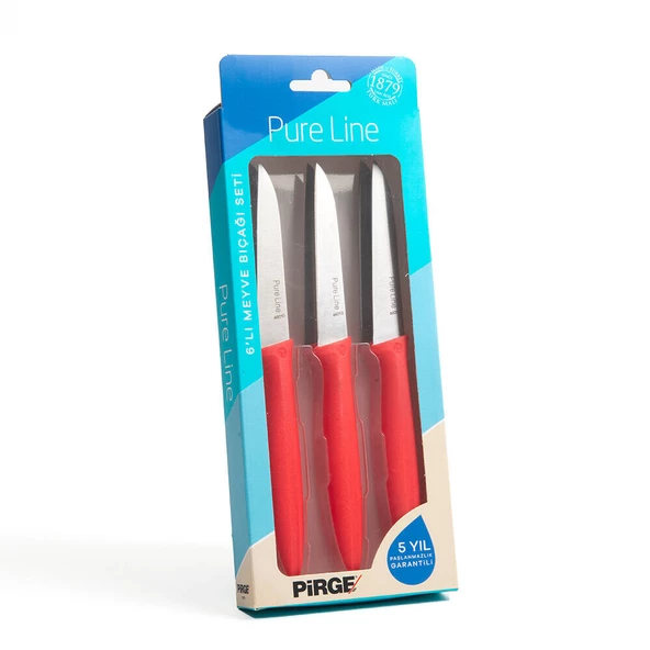 Pirge Pure Line Meyve Bıçağı Seti 9 cm (6'lı) Kırmızı