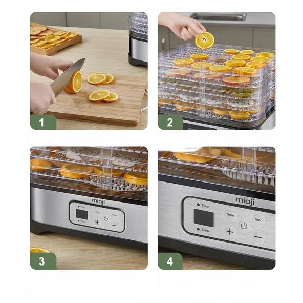 Mioji Mio FD5 Ayarlanabilir Sıcaklıklı, 5 Raflı, Meyve, Sebze ve Et Kurutma Makinesi - 6