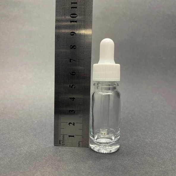 10Ml Beyaz Plastik Kapaklı Şeffaf Cam Damlalıklı Şişe ,  10 Cc Saydam Cam Damlalıklı Şişe x 6 Adet - Resim 3