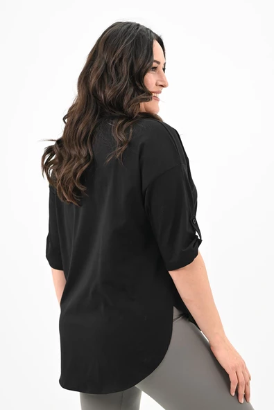 Kadın Büyük Beden Kalp Baskılı Oversize T-shirt 1773-3-24 - 5