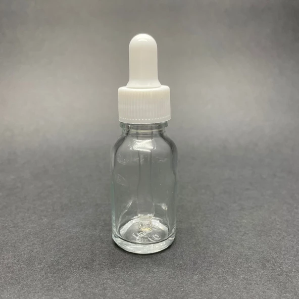 15Ml Beyaz Plastik Kapaklı Şeffaf Cam Damlalıklı Şişe ,  15 Cc Saydam Cam Damlalıklı Şişe x 6 Adet - 2
