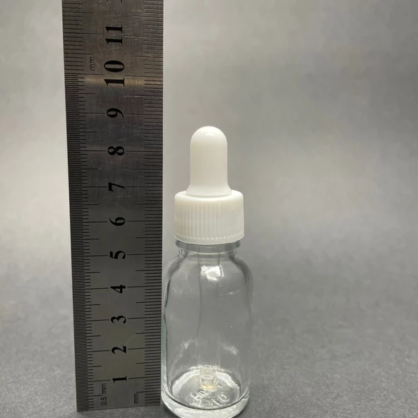 15Ml Beyaz Plastik Kapaklı Şeffaf Cam Damlalıklı Şişe ,  15 Cc Saydam Cam Damlalıklı Şişe x 6 Adet - 3