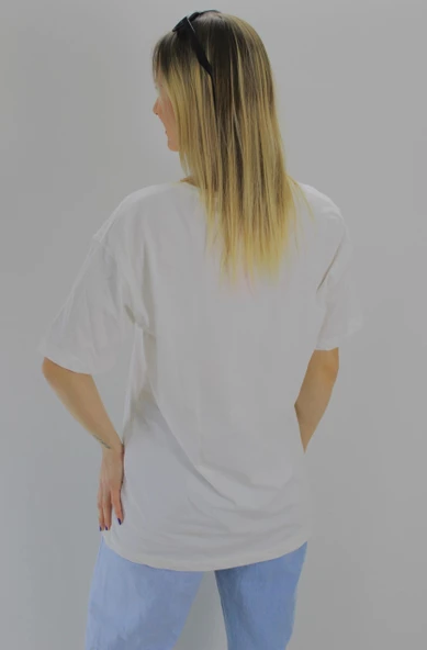 Baskılı Desenli Tişört Ekru - 1413.70 - Resim 3