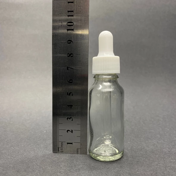 20Ml Beyaz Plastik Kapaklı Şeffaf Cam Damlalıklı Şişe ,  20 Cc Saydam Cam Damlalıklı Şişe x 6 Adet - Resim 3