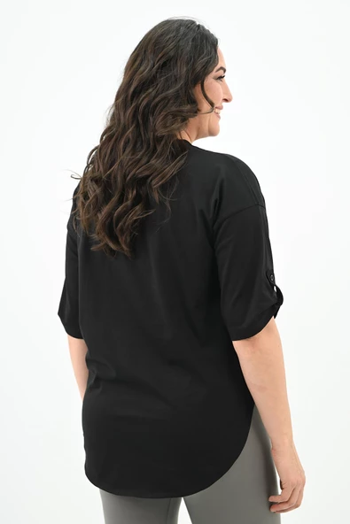 Kadın Büyük Beden Düşük Omuz Oversize T-shirt 1773-1-24 - 5