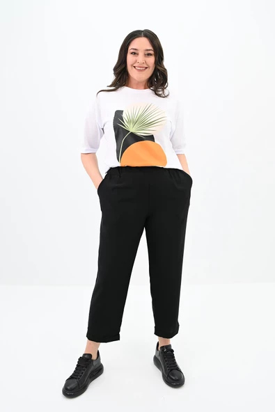 Kadın Büyük Beden Baskı Detaylı T-shirt Takım 8105-24 - 2