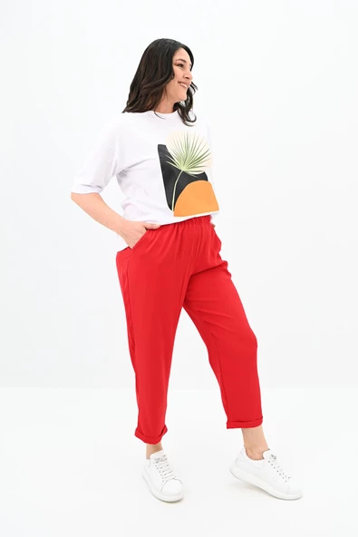 Kadın Büyük Beden Baskı Detaylı T-shirt Takım 8105-24 - 7