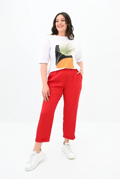 Kadın Büyük Beden Baskı Detaylı T-shirt Takım 8105-24 - 6
