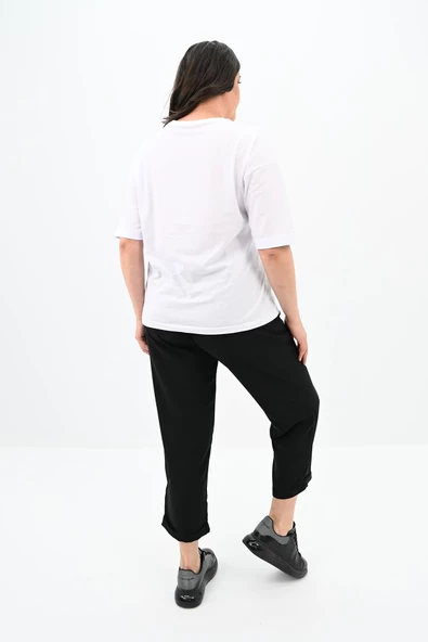 Kadın Büyük Beden Baskı Detaylı T-shirt Takım 8105-24 - 4