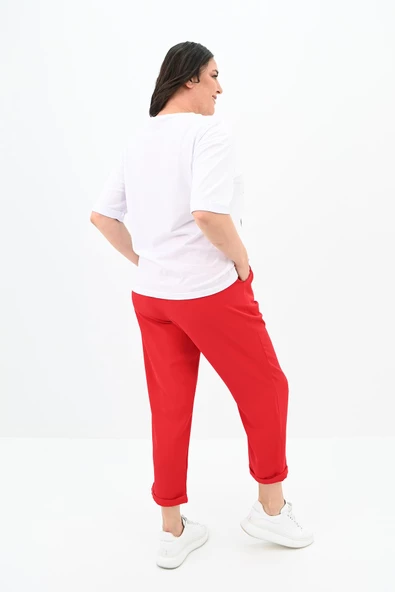Kadın Büyük Beden Baskı Detaylı T-shirt Takım 8105-24 - 8