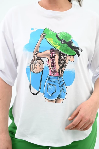 Kadın Büyük Beden Oversize T-shirt Takım 8104-24 - 9