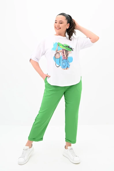 Kadın Büyük Beden Oversize T-shirt Takım 8104-24 - 6