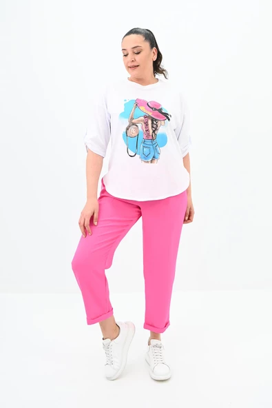 Kadın Büyük Beden Oversize T-shirt Takım 8104-24 - 10
