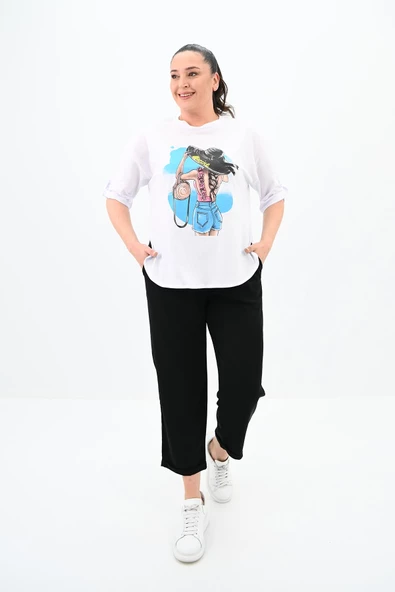 Kadın Büyük Beden Oversize T-shirt Takım 8104-24 - 2
