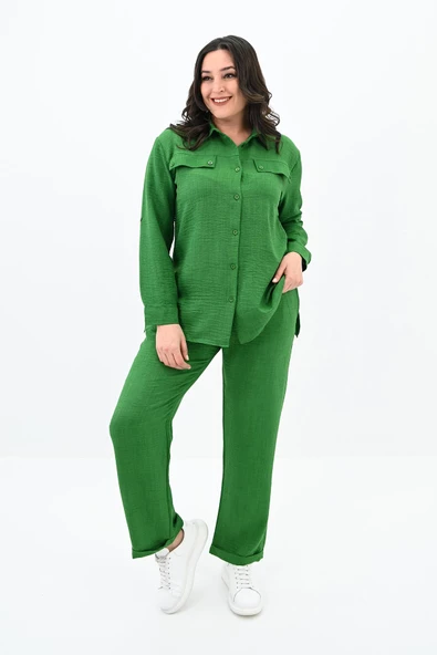 Kadın Büyük Beden Gömlek Takım 8094-24 - 10