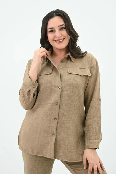 Kadın Büyük Beden Gömlek Takım 8094-24 - 8