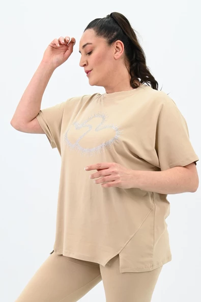 Kadın Büyük Beden Baskı Detaylı Tayt Takım 8085-24 - 7