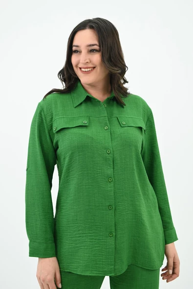 Kadın Büyük Beden Gömlek Takım 8094-24 - 11