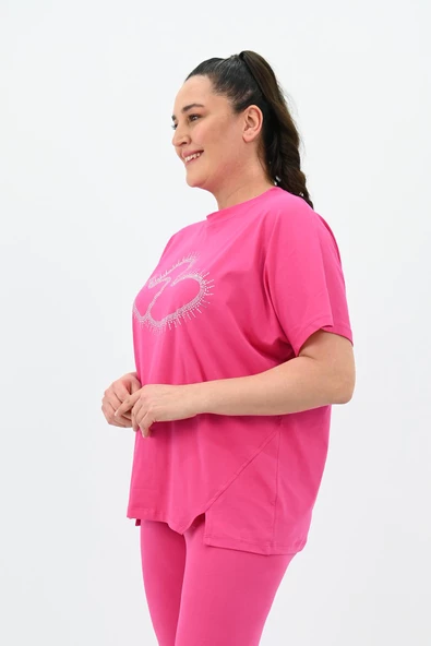 Kadın Büyük Beden Baskı Detaylı Tayt Takım 8085-24 - 11