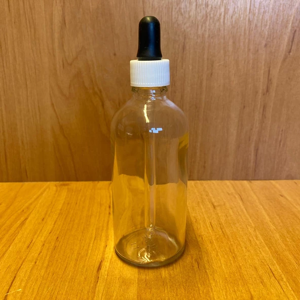 100Ml Beyaz Plastik Kapaklı Şeffaf Cam Damlalıklı Şişe ,  100 Cc Saydam Cam Damlalıklı Şişe x 6 Adet - 2