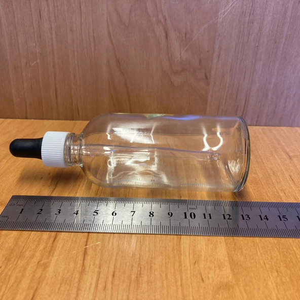 100Ml Beyaz Plastik Kapaklı Şeffaf Cam Damlalıklı Şişe ,  100 Cc Saydam Cam Damlalıklı Şişe x 6 Adet - 3