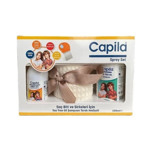 Capila Bit Spreyi 100 ml + Capila Bit Şampuanı 200 ml - Metal Tarak ve Havlu Hediye