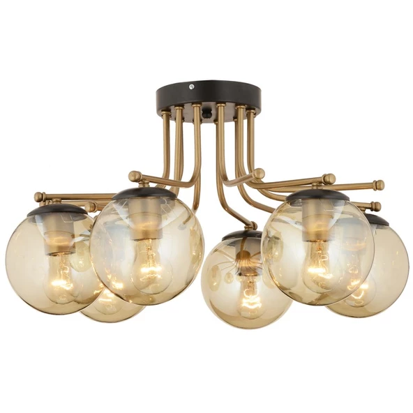 Apliqa Edin 6Lı Siyah Eskitme Bal Camlı Modern Genç Odası Yatak Odası Salon Avize - Resim 2