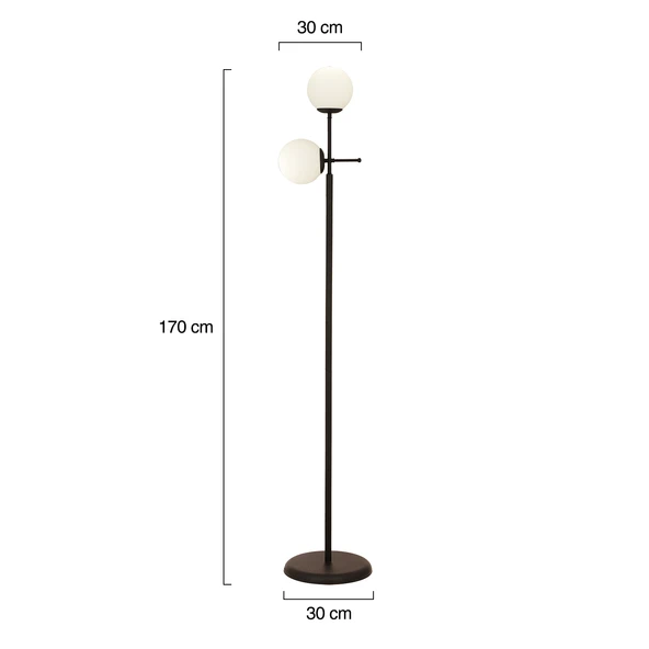 Günay 2li Siyah Beyaz Camlı Modern Dekoratif Tasarım Oturma Odası-Salon Lambader - Resim 4