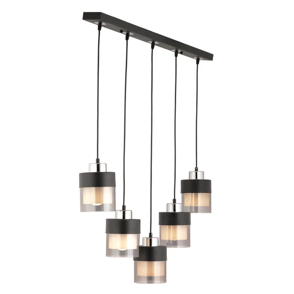 Boris 5 Li Sıralı Siyah-Krom Sarkıt Modern Genç Odası Mutfak Salon Sarkıt Avize - Resim 4