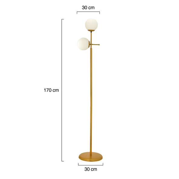 Günay 2li Gold Beyaz Camlı Modern Dekoratif Tasarım Oturma Odası-Salon Lambader - Resim 4