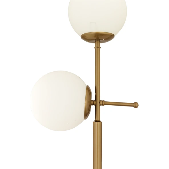 Günay 2li Eskitme Beyaz Camlı Modern Dekoratif Tasarım Oturma Odası-Salon Lambader - Resim 2