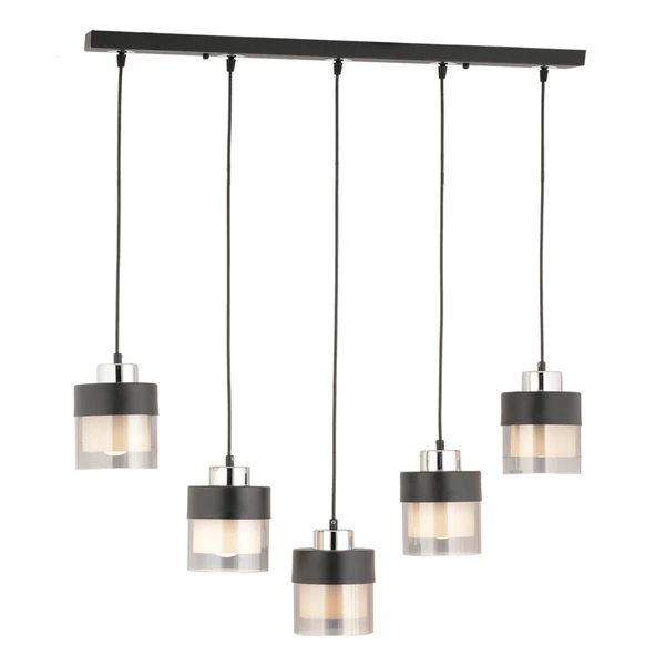 Boris 5 Li Sıralı Siyah-Krom Sarkıt Modern Genç Odası Mutfak Salon Sarkıt Avize ürün görseli 1