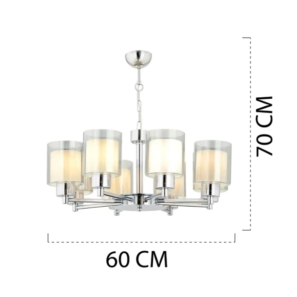 Apliqa Goldie 8 Li Krom Kaplama Modern Yatak Odası  Salon Avize - Resim 7