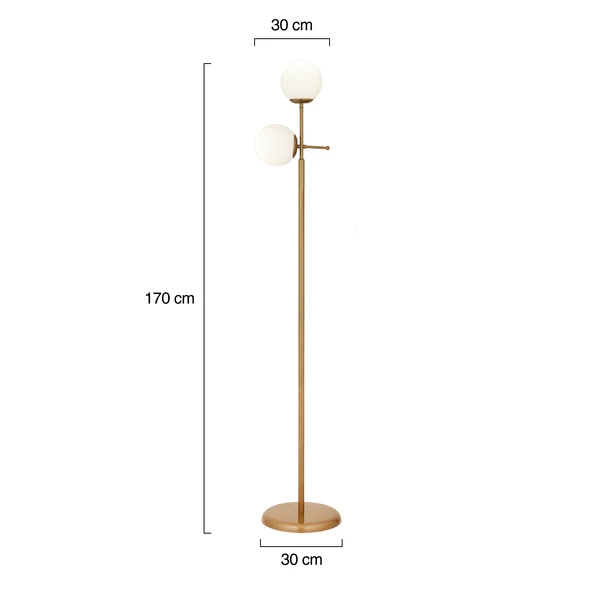 Günay 2li Eskitme Beyaz Camlı Modern Dekoratif Tasarım Oturma Odası-Salon Lambader - Resim 3