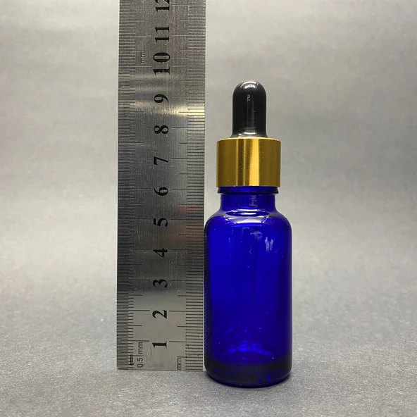 20Ml Mavi Cam Damlalıklı Şişe , Gold Metal Kapak , 20 Cc Mavi Cam Damlalıklı Şişe x 6 Adet - Resim 3