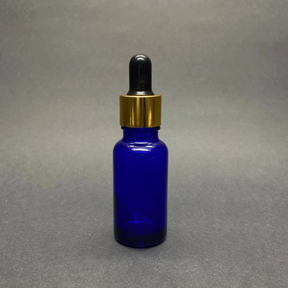 20Ml Mavi Cam Damlalıklı Şişe , Gold Metal Kapak , 20 Cc Mavi Cam Damlalıklı Şişe x 6 Adet - Resim 2