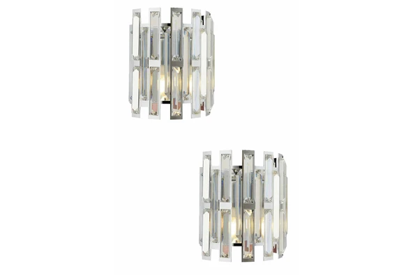 Gallıano Krom 2'li Aplik Seti Kristal Taşlı Modern Yatak Odası-Yatak Başı Duvar Lambası ürün görseli 1