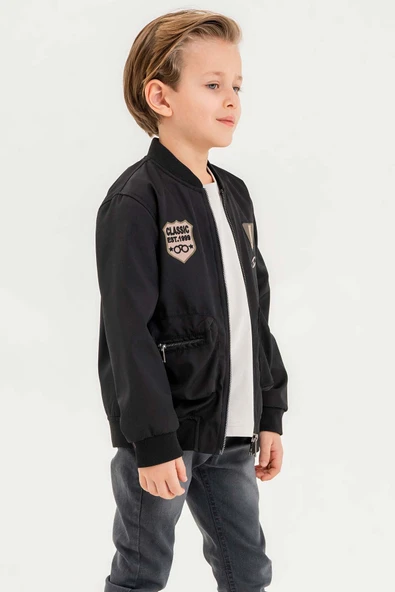 Balon Cepli Su Geçirmez Fermuarlı Astarlı Erkek Çocuk Ceket - Resim 8