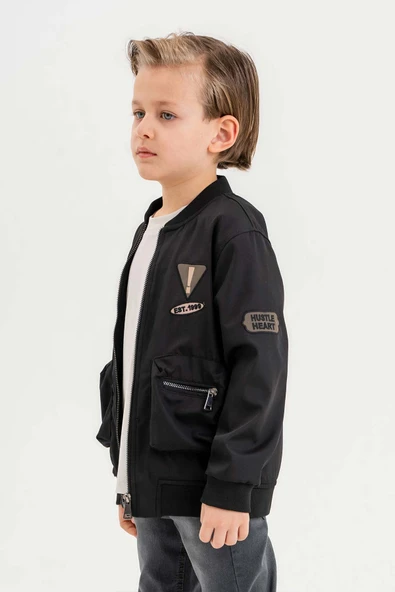 Balon Cepli Su Geçirmez Fermuarlı Astarlı Erkek Çocuk Ceket - Resim 9